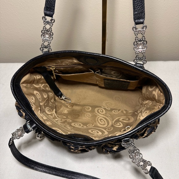 Brighton Jill Boutique Leopard Print Rosette Shoulder Bag with Leather Trim - Picture 6 of 8